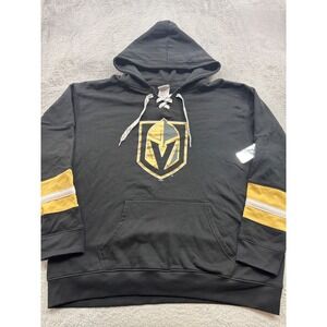 NHL Vegas Golden Knights Mens 2XL Black Lace Up Jersey Hoodie Sweatshirt NWT